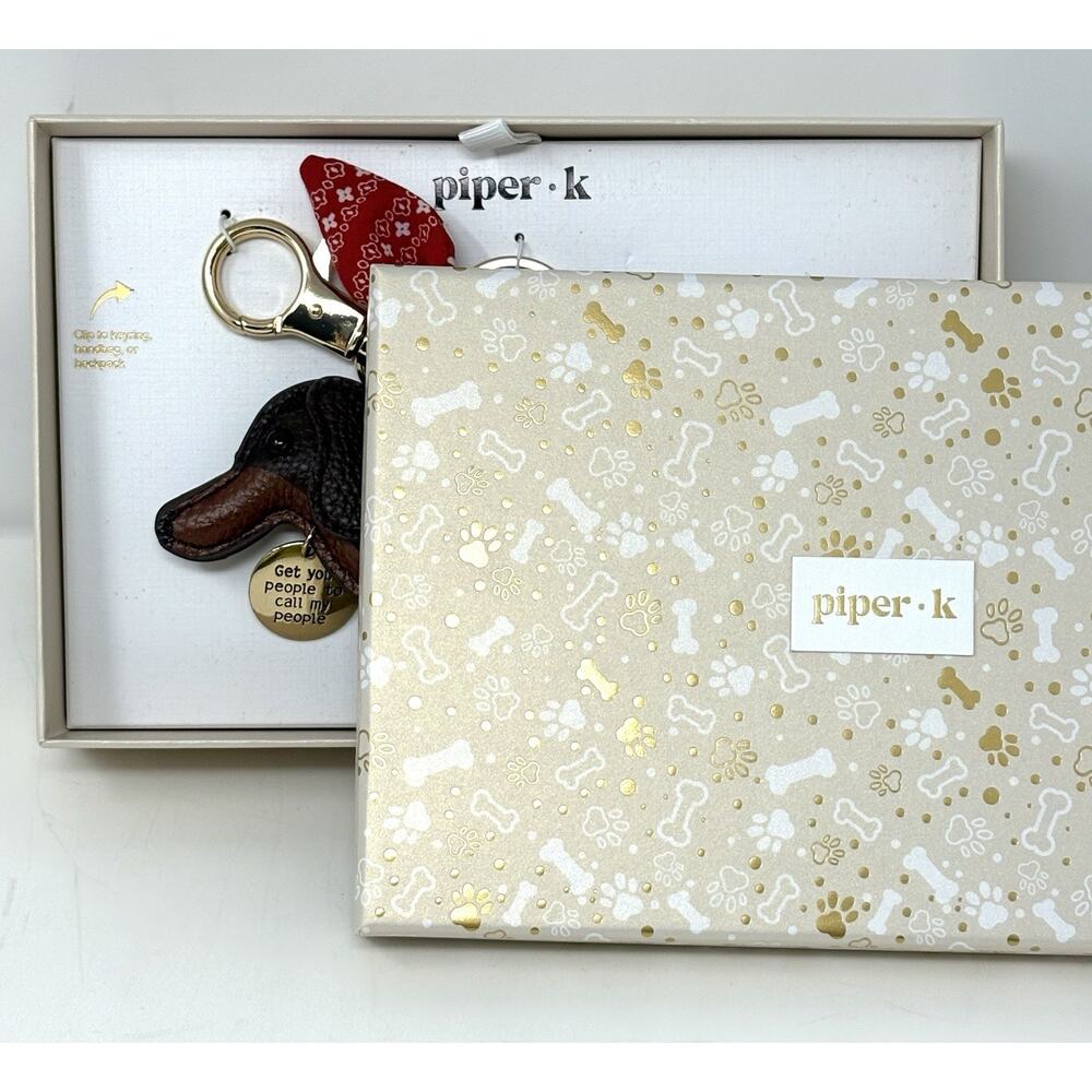 Piper K Dachshund Doxie Dog Bag Charm Tennis Ball Bandana Bone Keyring Keychain - Picture 11 of 13